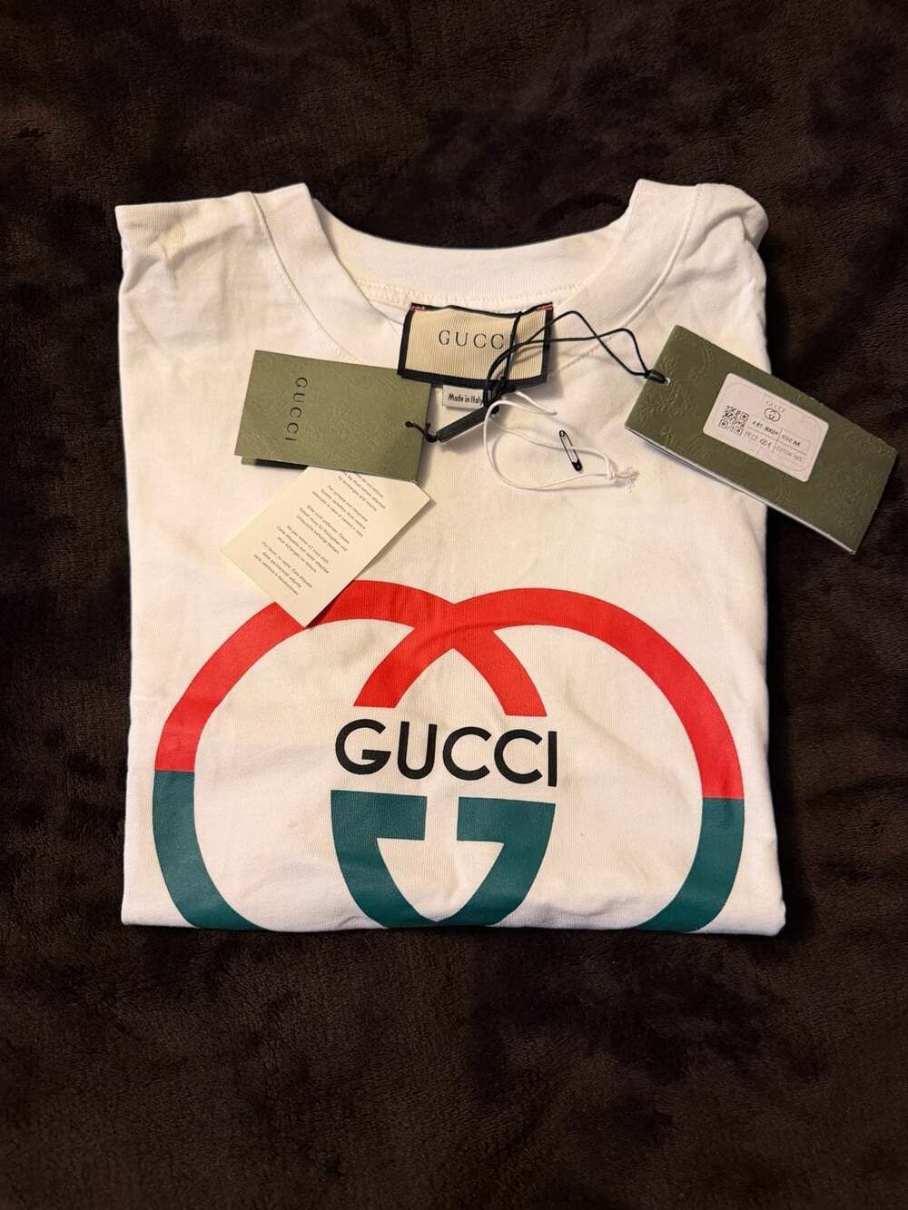 Gucci Interlocking G Logo T-Shirt Size M White Cotton